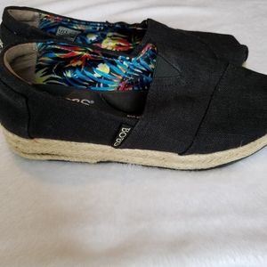 Bobs Skechers Espadrilles Canvas Black Sz 7